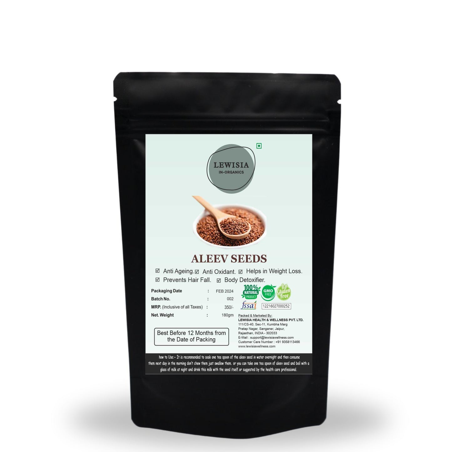 LEWISIA IN ORGANICS ALEEV (HALEEM) SEEDS, 180 GM