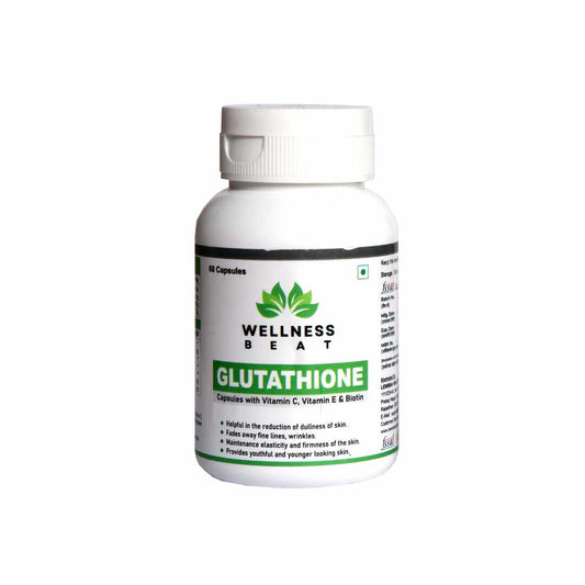 Wellness Beat Glutathione 500 mg capsules with Vitamin E & C for skin- 60 capsules